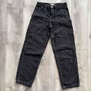 Garage 100% cotton Black Cargo Denim Wide Leg Size 0